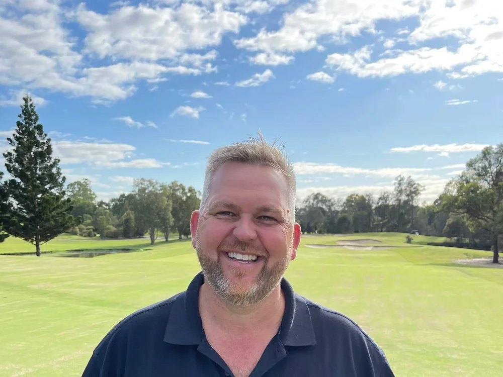 David Mason, founder of Gen1 Sportsturf, on a golf course